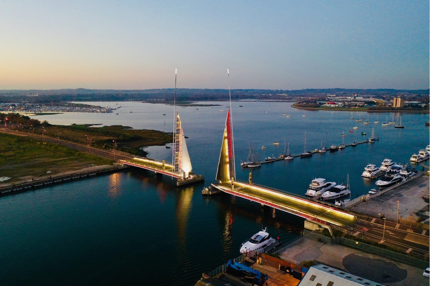 Poole Twin Sails bridge in the early evening.jpg