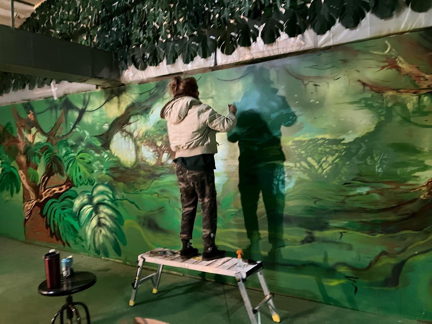 This was a collab mural with Ashley Blocker @marijane_poppins in a Denver venue that was unfortunately short lived and we didn't quite get to finish :')