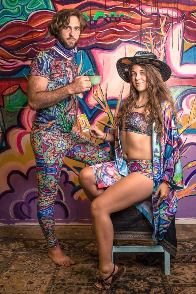 More Tea Tshirt and Kaleidoscope Tights, Model Patrick McCurry, Photo by Christopher Paul Cardoza SMTX