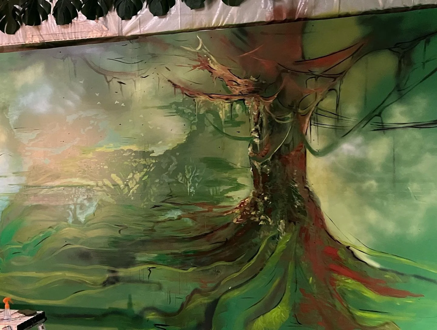 This was a collab mural with Ashley Blocker @marijane_poppins in a Denver venue that was unfortunately short lived and we didn't quite get to finish :')