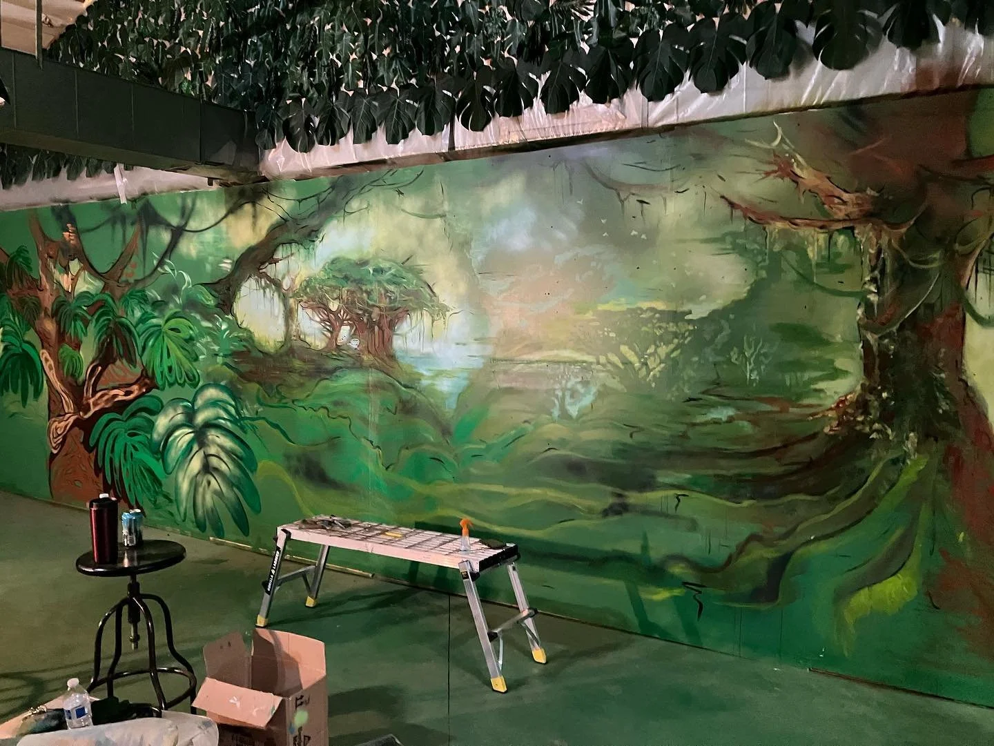 This was a collab mural with Ashley Blocker @marijane_poppins in a Denver venue that was unfortunately short lived and we didn't quite get to finish :')