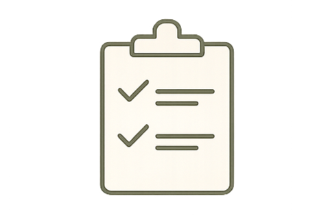 Illustration of a clipboard with two checkmarks and lines indicating a list or completed tasks