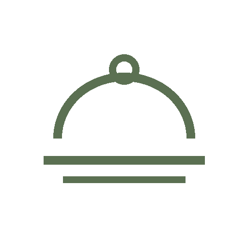 Icon of a cloche food cover with handle on top.