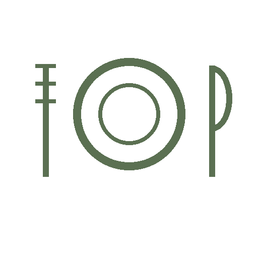 Illustration of the word 'STOP' with a fork as the 'S', a plate as the 'O', and a knife as the 'P'.