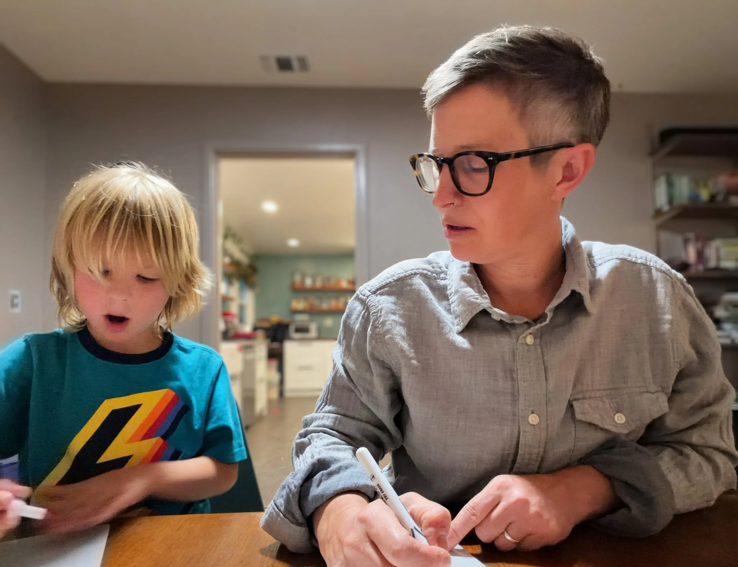 Student working with a reading tutor using the Speech-to-Print method.