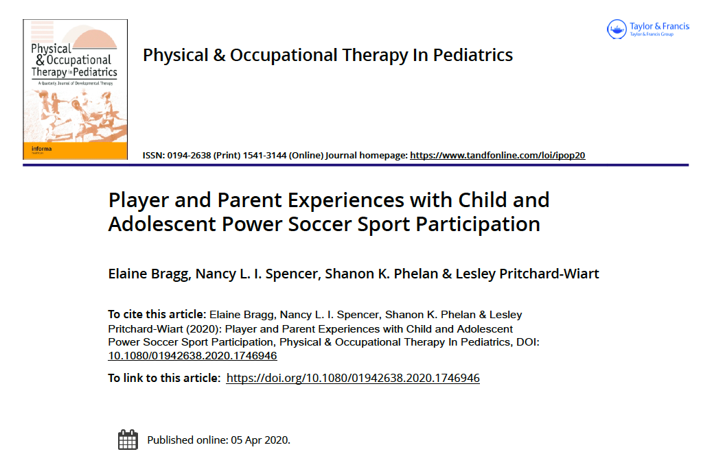 Power Soccer Participation Study Published!