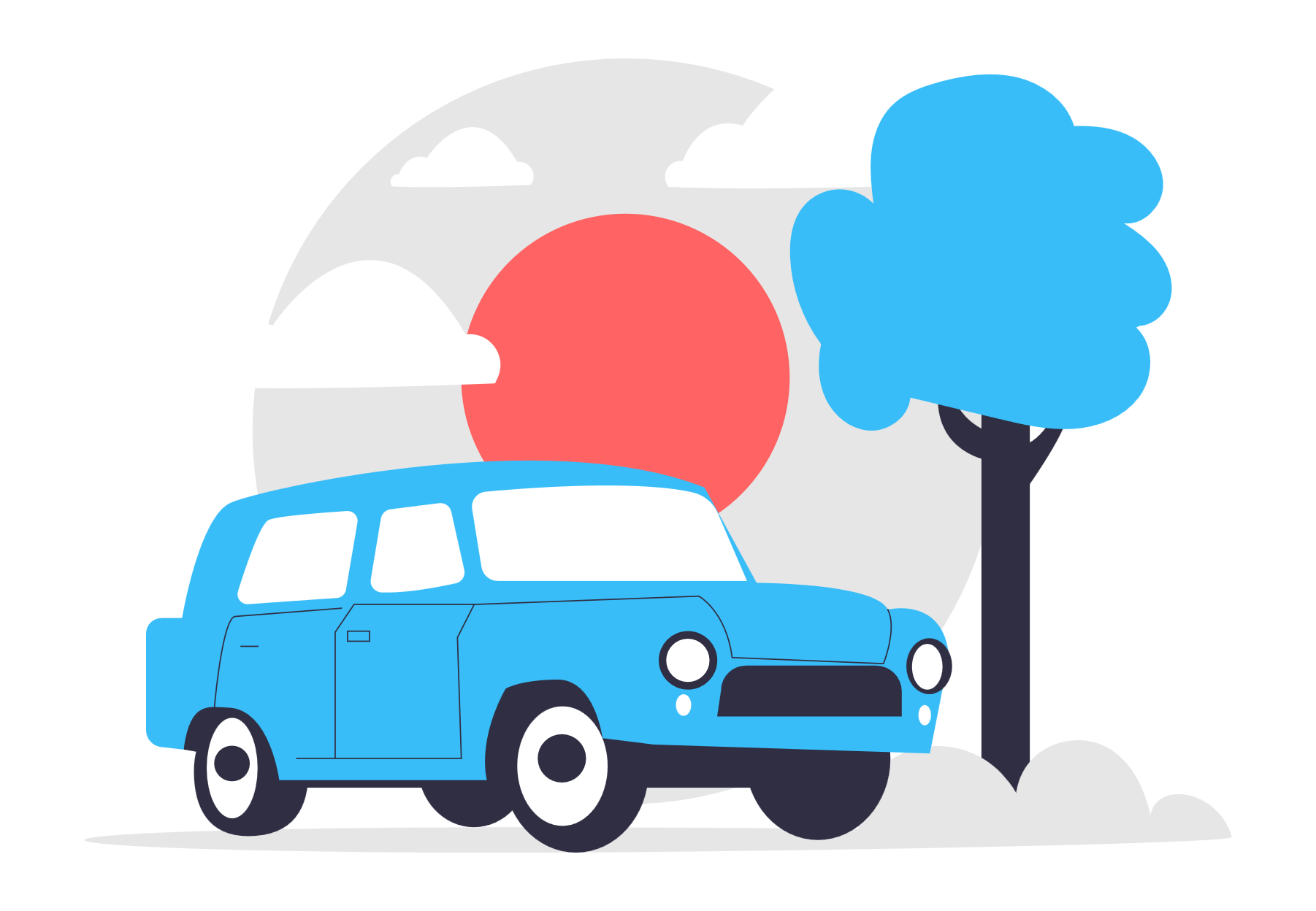 blue car illustration