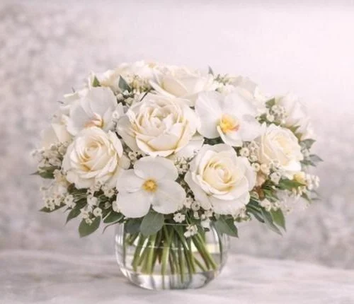 Luxurious White Rose & Orchid Bouquet