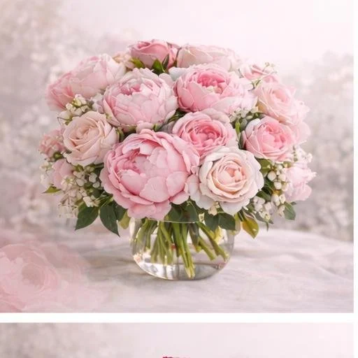 Elegant Faux Peony and Rose Bouquet