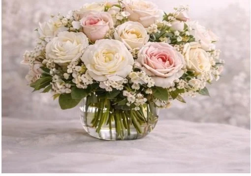 Elegant Rose Bouquet in Glass Vase