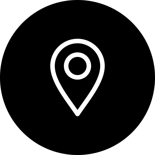 Map location pin icon on a black background