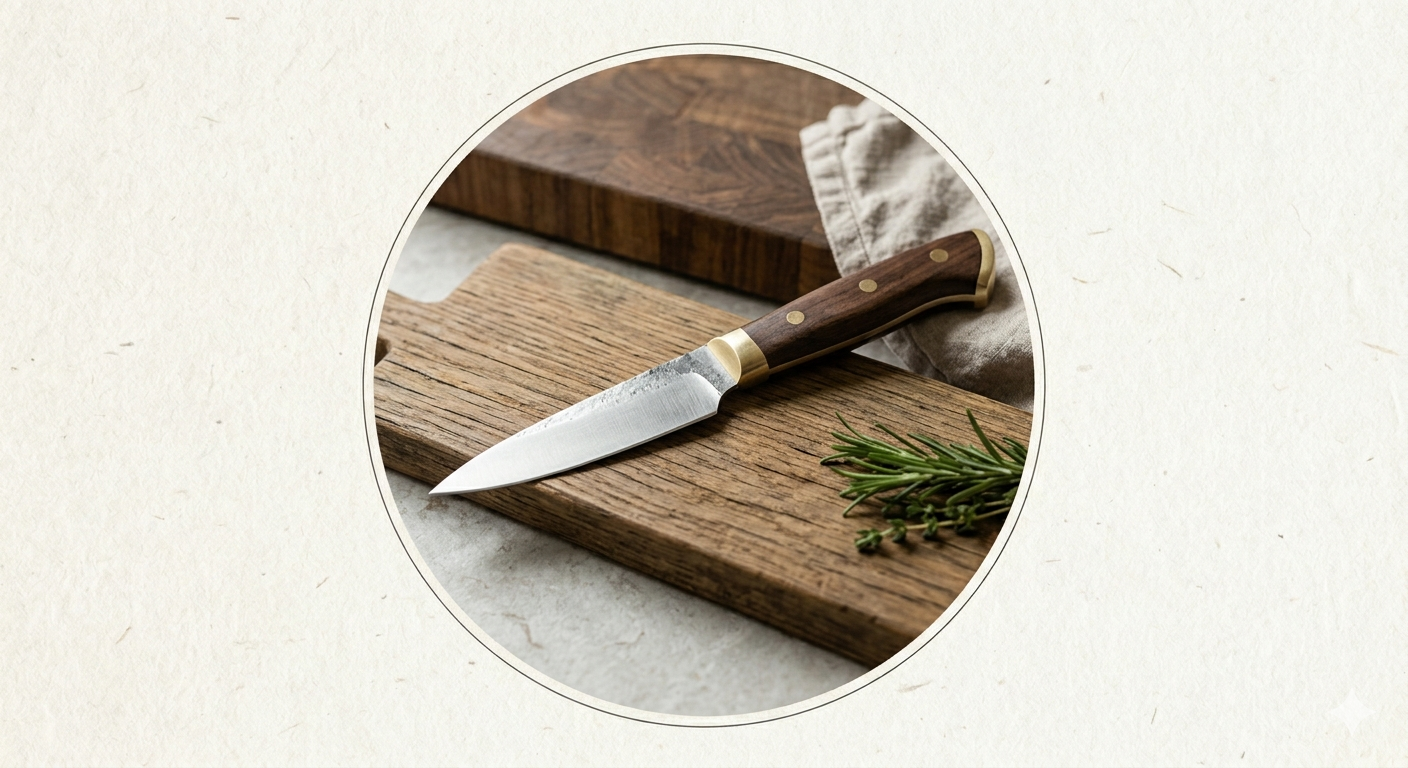 Small paring knife with wood handle