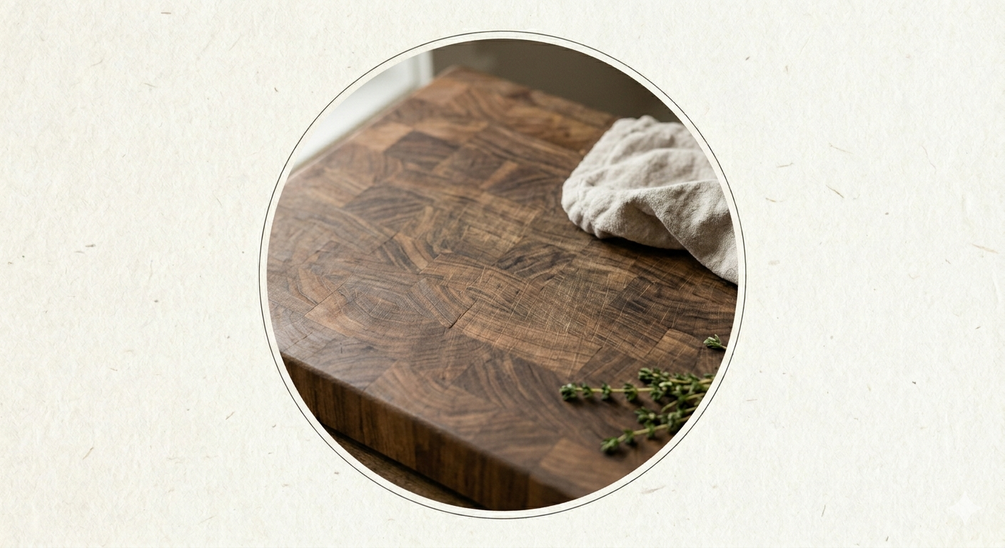 Walnut end-grain cutting board with side grips