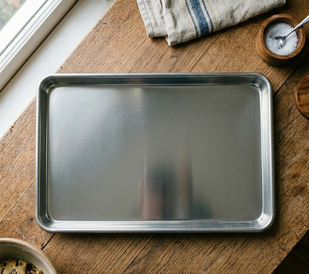 A heavy-duty BIFL rimmed baking sheet—a professional-grade thermal vessel engineered for even heat distribution and the Heirloom Standard.