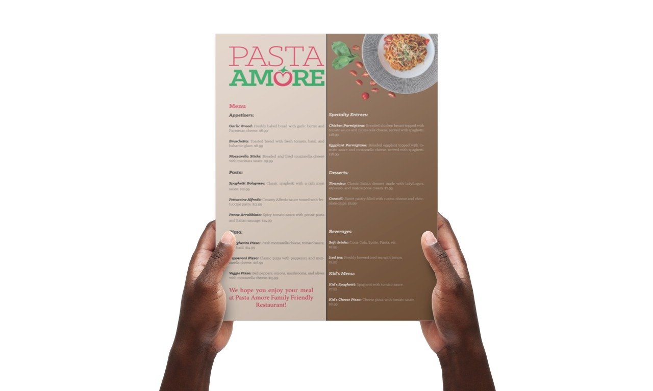 Pasta Amore Menu