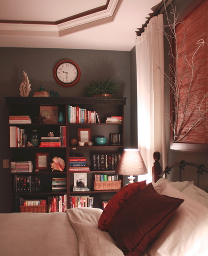 Bedroom with red accents