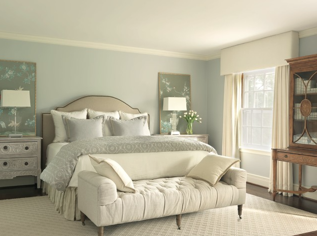 Master bedroom soft color pallet
