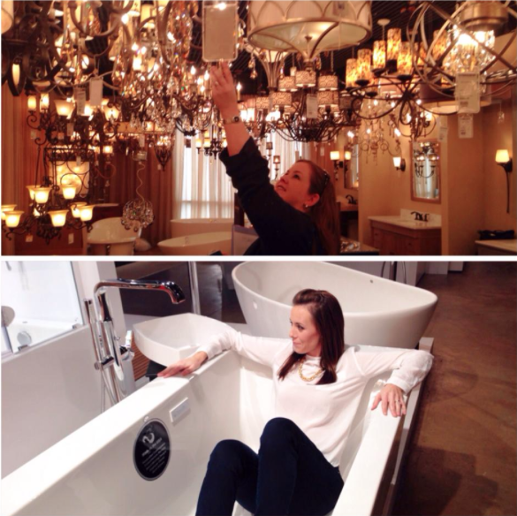 We spent time at Fergusons&nbsp;working&nbsp;on bathrooms and kitchens. &nbsp;We&nbsp;sat in bathtubs and checked out lighting to make the perfect selections for our fabulous clients.