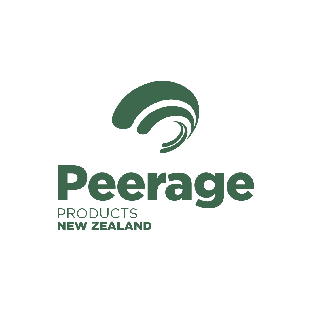 Logo for Peerade Products from New Zealand featuring a stylized wave design in green and the text 'Peerade Products New Zealand'.
