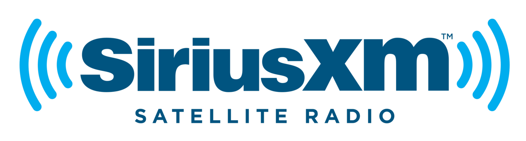 SiriusXM Satellite Radio logo with blue curved signal lines on each side of the name