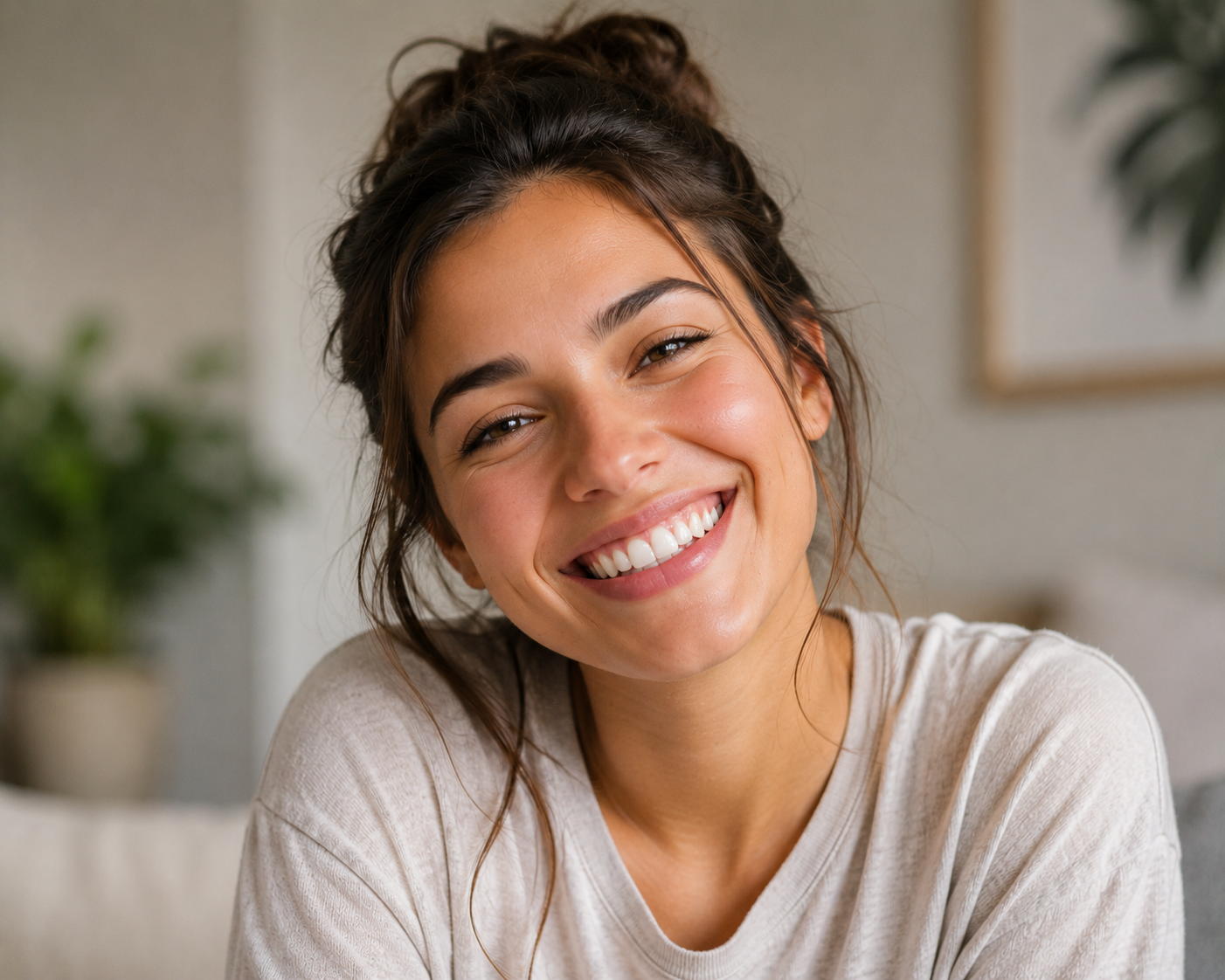 bright smile from a woman had acupuncture treatment in Adelaide