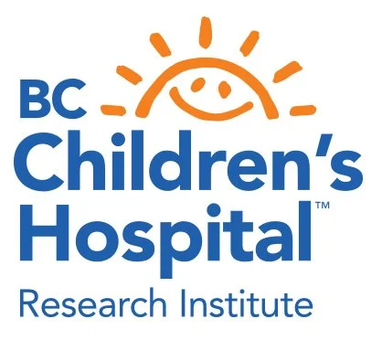 Logo for BC Children's Hospital Research Institute featuring a smiling sun with orange rays.