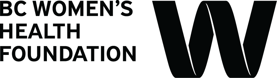 Logo of BC Women's Health Foundation with black background and white text.