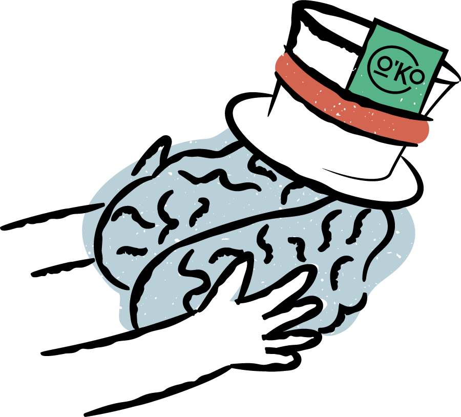 Cartoon of a taco wearing a black top hat with a green dollar bill tucked in, featuring a smiling face with closed eyes.