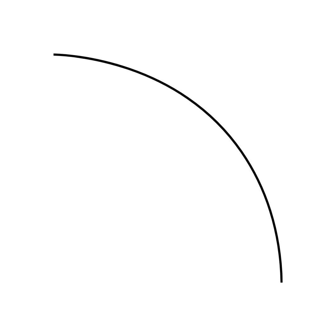 Black background with a thin, curved gray line resembling part of a circle.