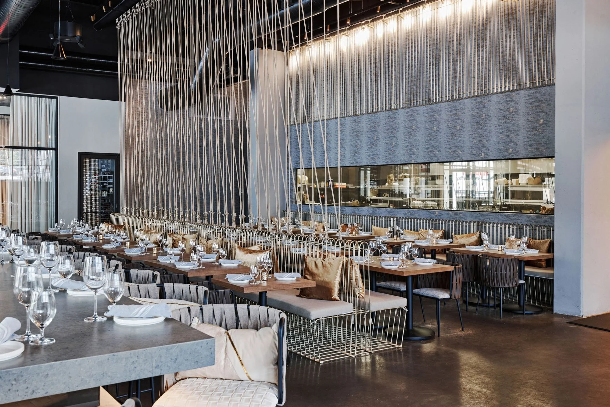Modern dining room at a Thai restaurant in Atlanta