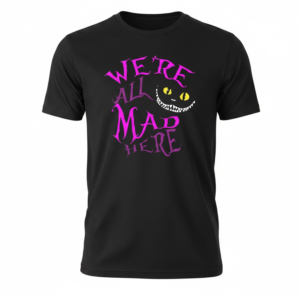Whimsical 'We're All Mad Here' T-Shirt