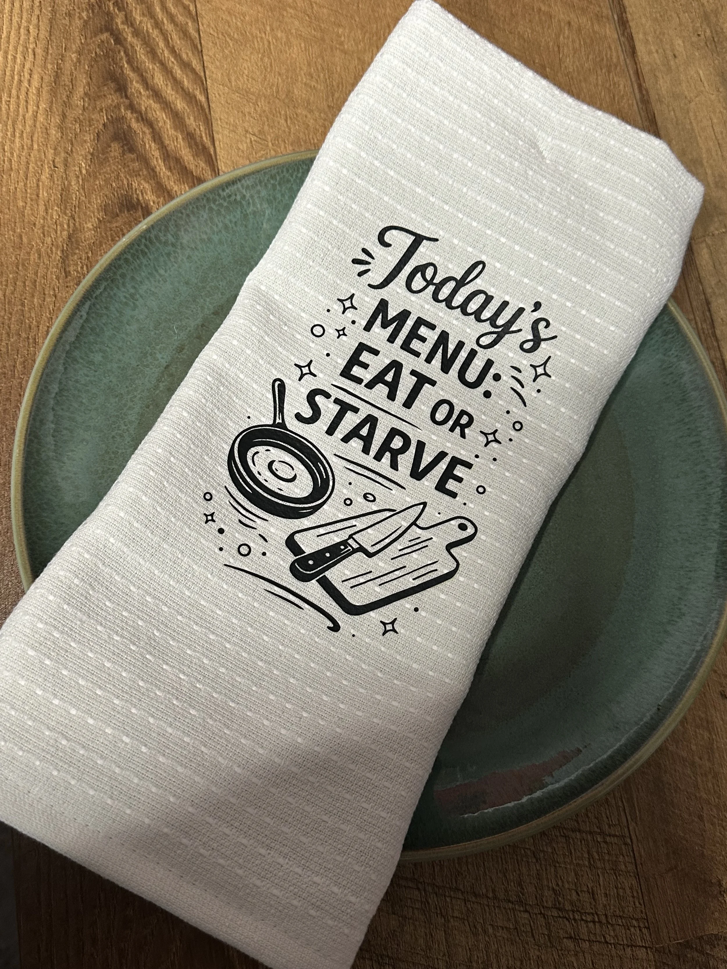 Custom Cook’s Hand Towel - Eat or Starve
