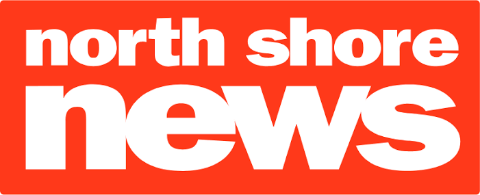 North Shore News logo with white text on a red background.