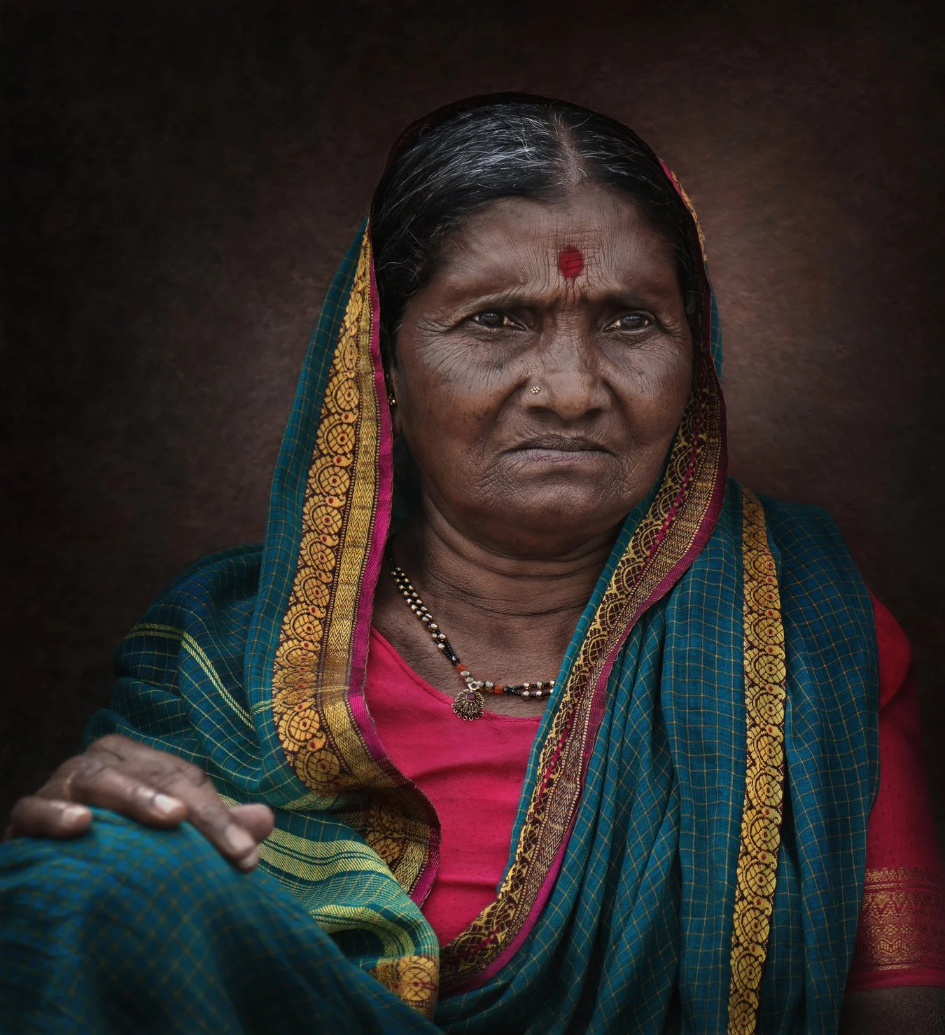 Close-up portrait of Indian women, Taj Mahal