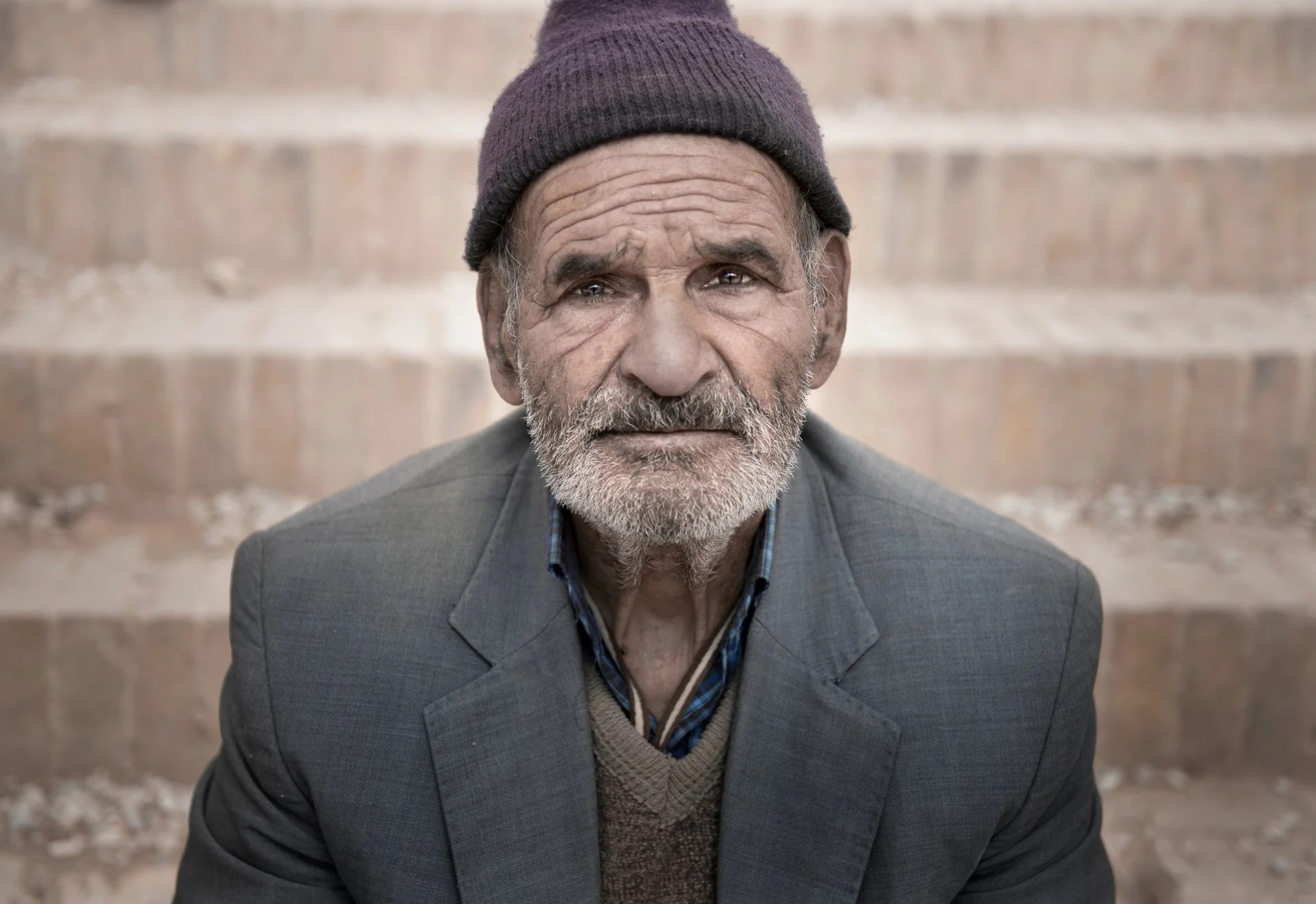 Close-up portrait of Iranian man