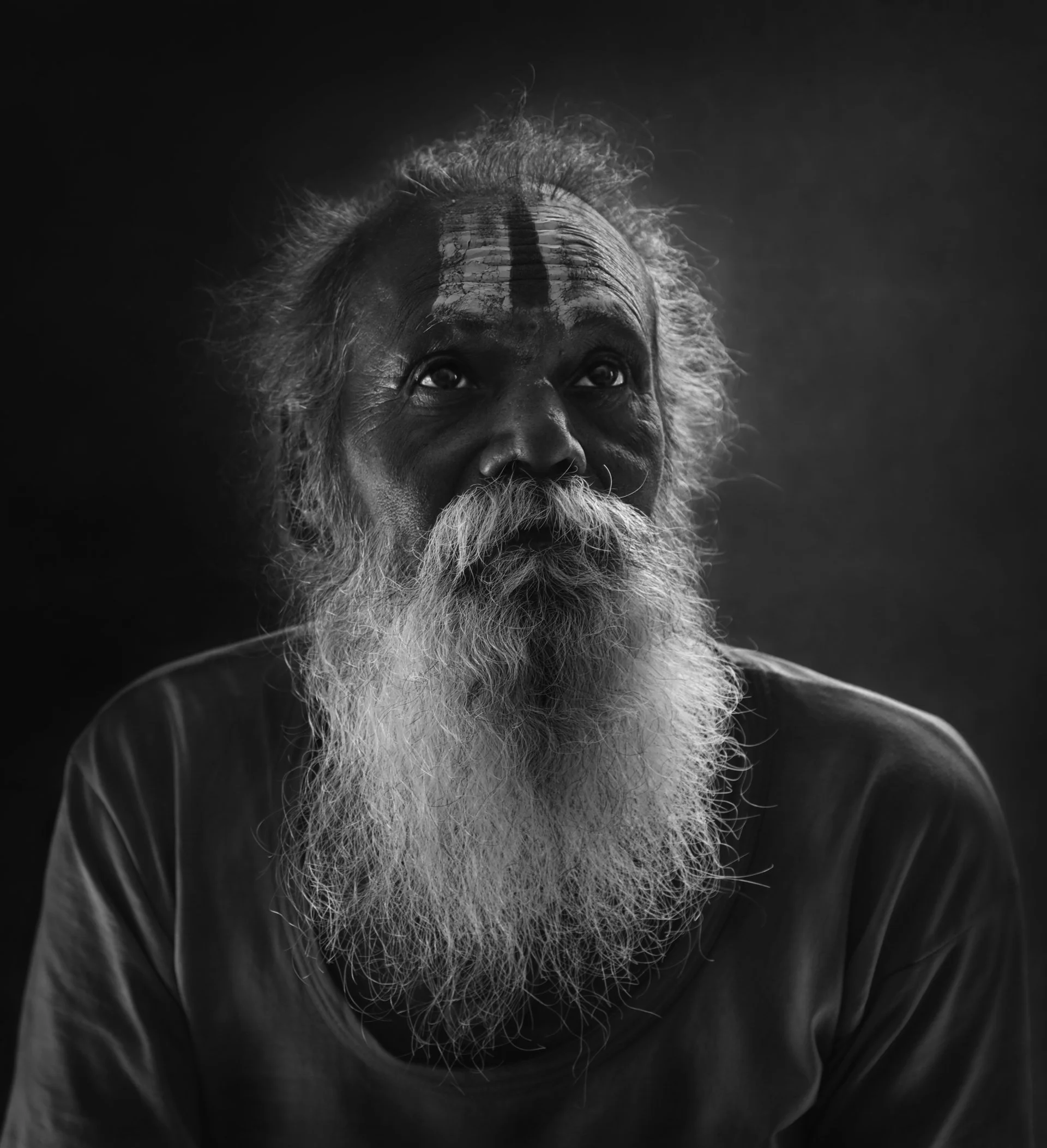 Close-up portrait of Indian man, Monkey Temple, Jaipur, India