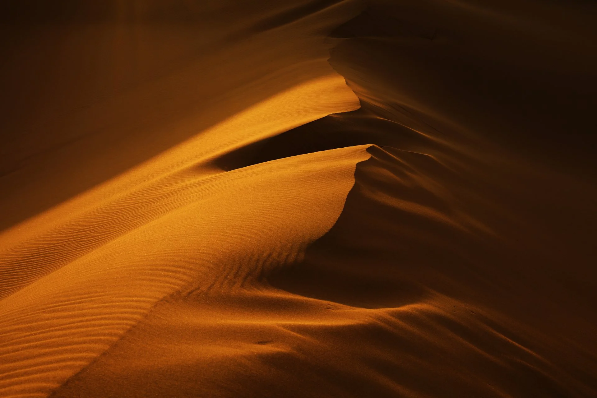 High angle view of sand dune, Bafgh, Yazd Province, Iran