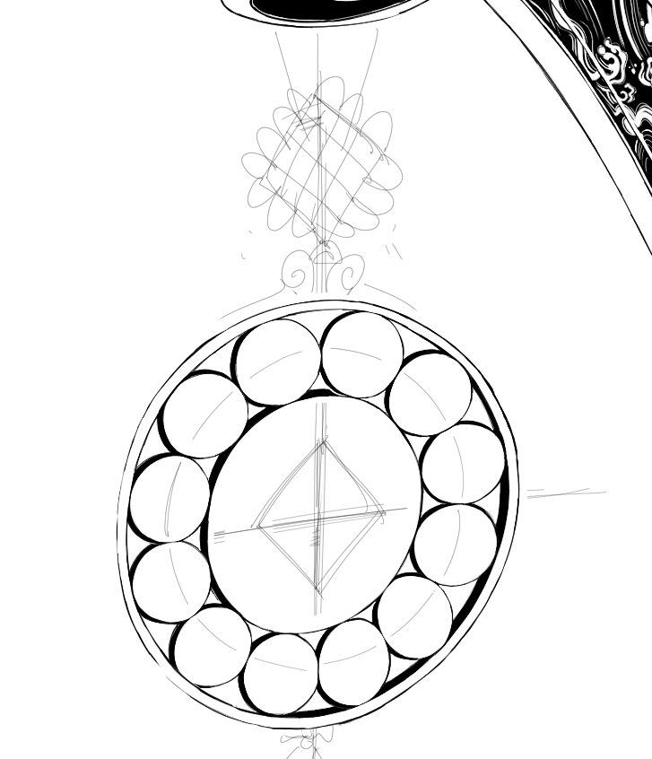 sketch of a chinese feng shui zodiac coin