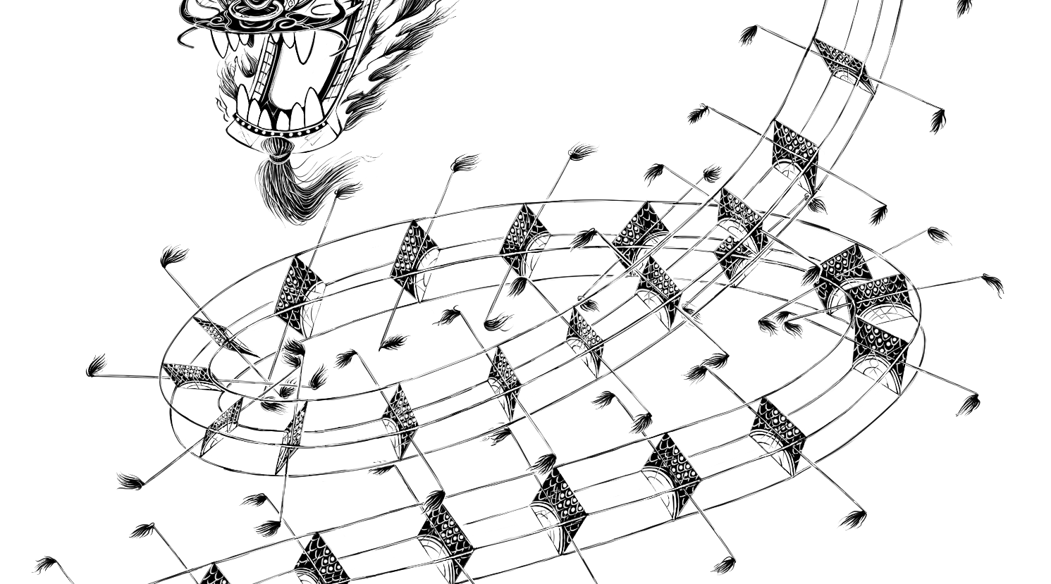 in progress shot of a chinese dragon kite - not used in the final piece