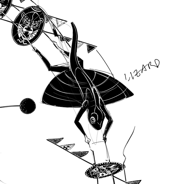 in progress shot of a flying lizard grabbing onto a chinese dragon kite