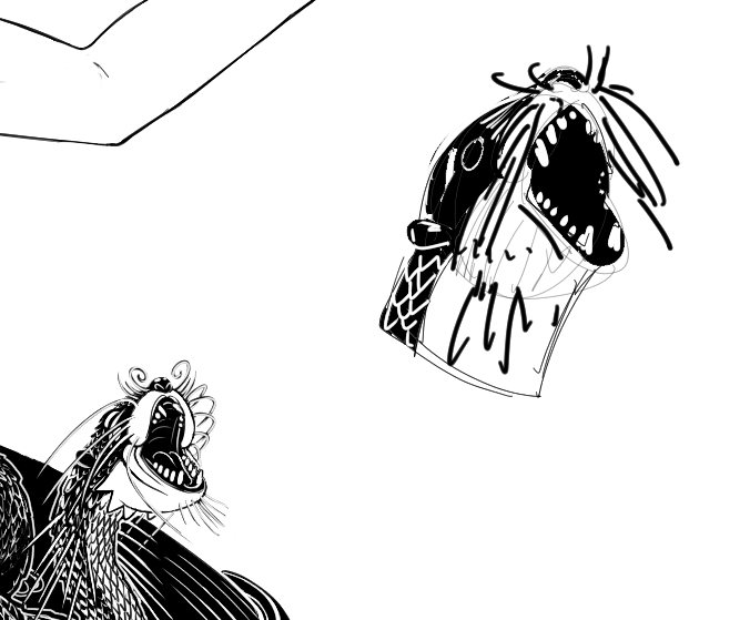 concept of a river otter opening its mouth, flashing its sharp teeth