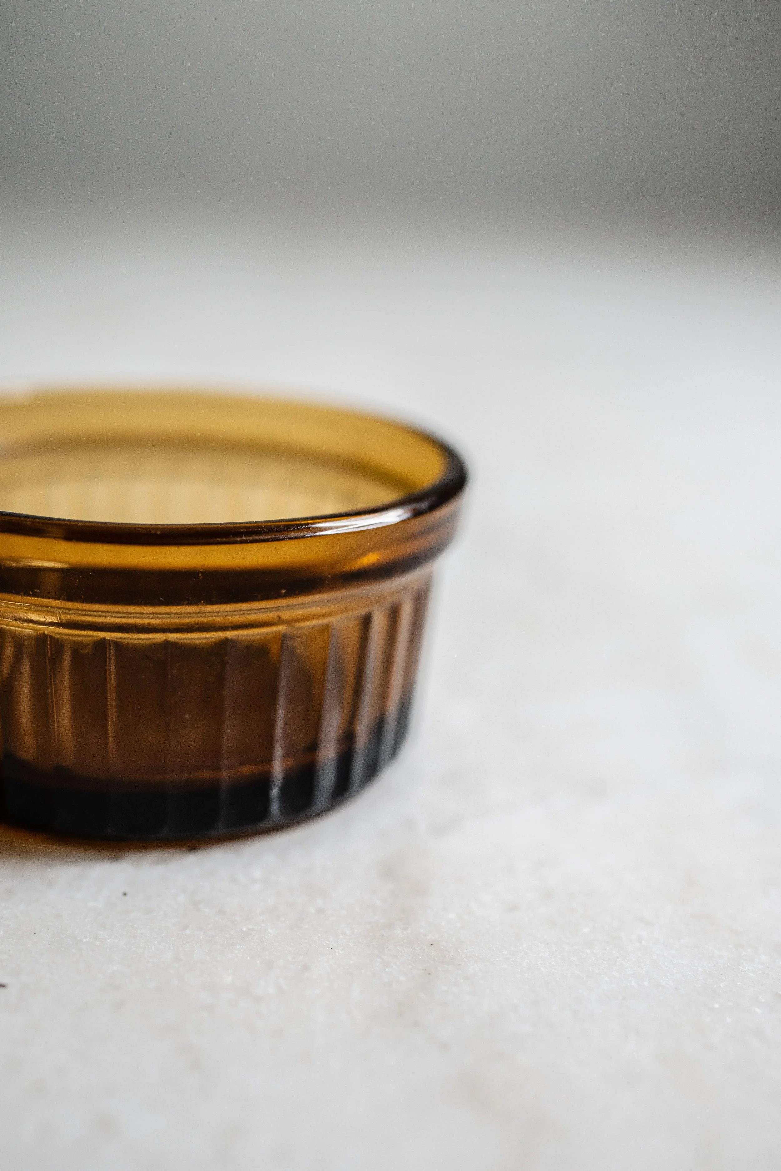 Vintage Anchor Hocking Fire-King Amber Ribbed Glass Ramekin