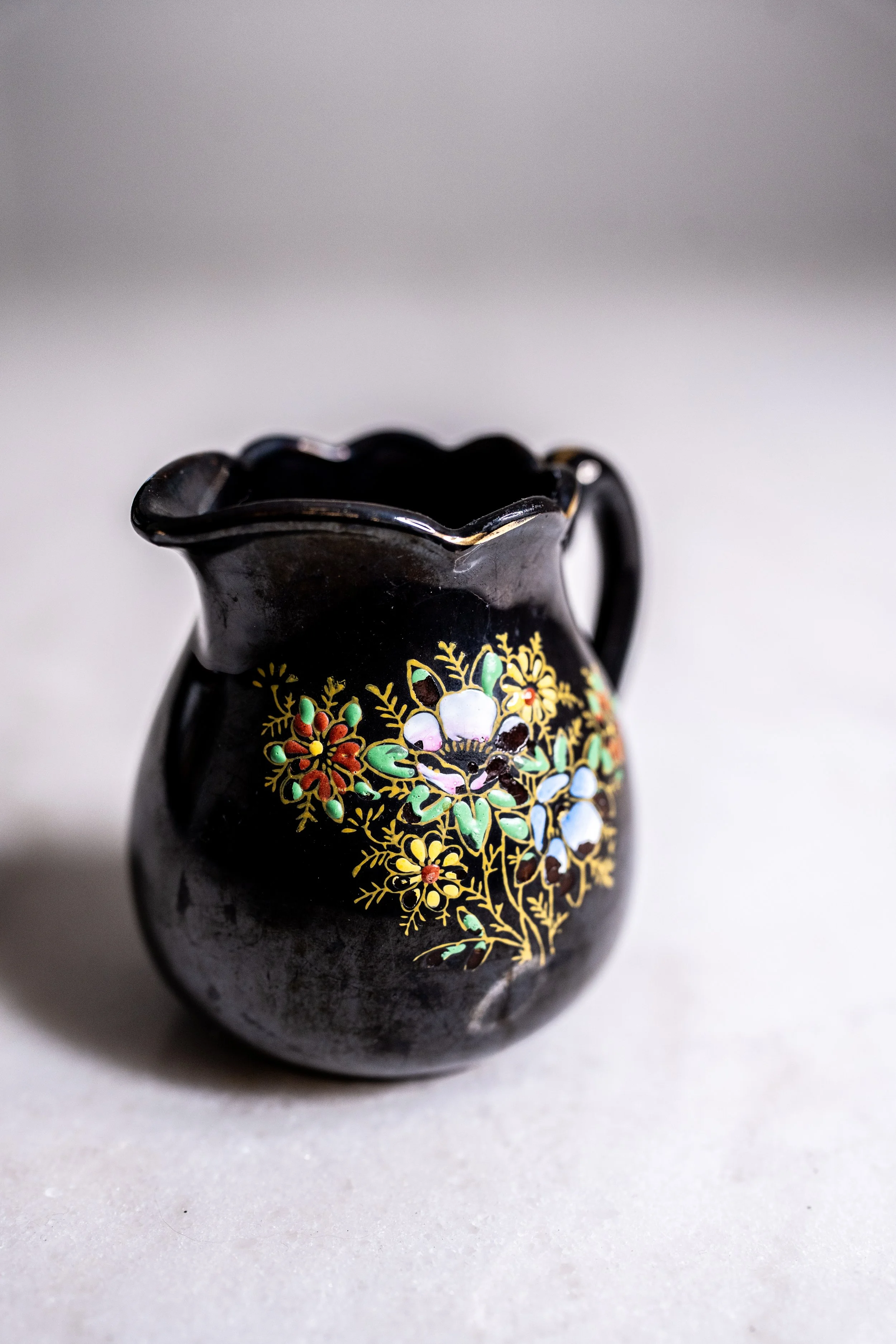 Vintage Black Moriage Ceramic Creamer – Made in Japan