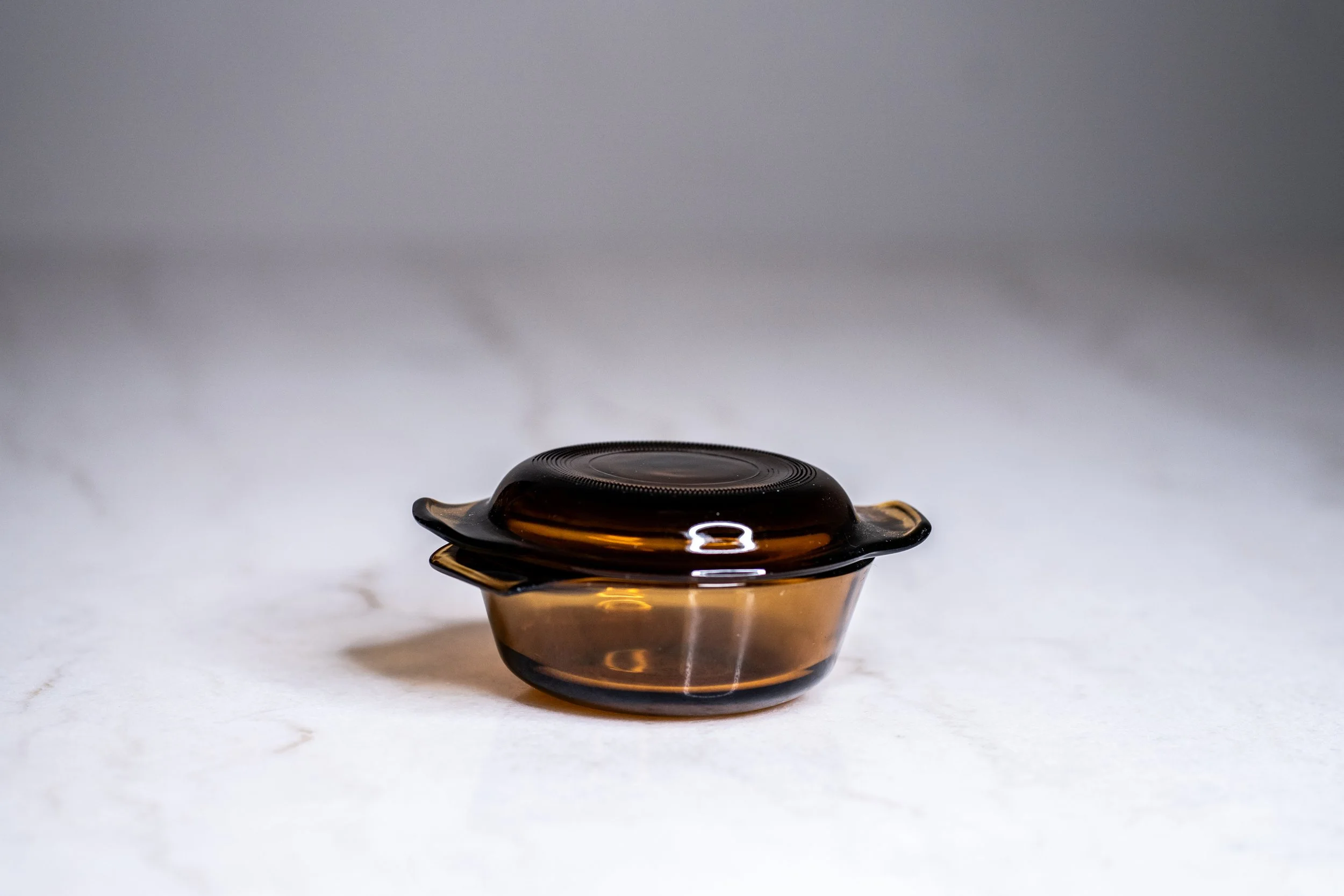 Vintage Anchor Hocking Amber Glass Half-Litre Mini Casserole Dish - Model 472