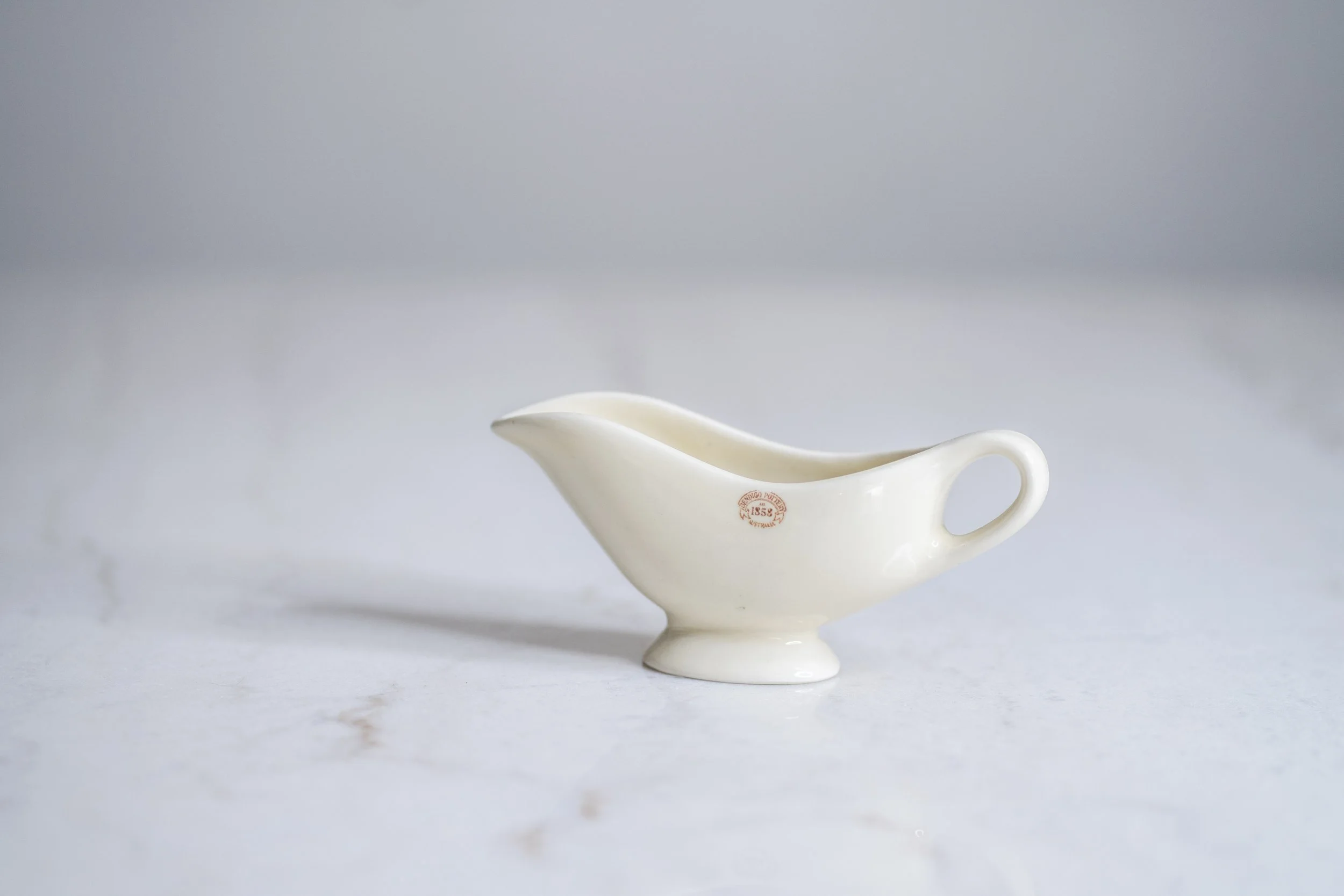 Vintage Bendigo Pottery White Ceramic Gravy Boat