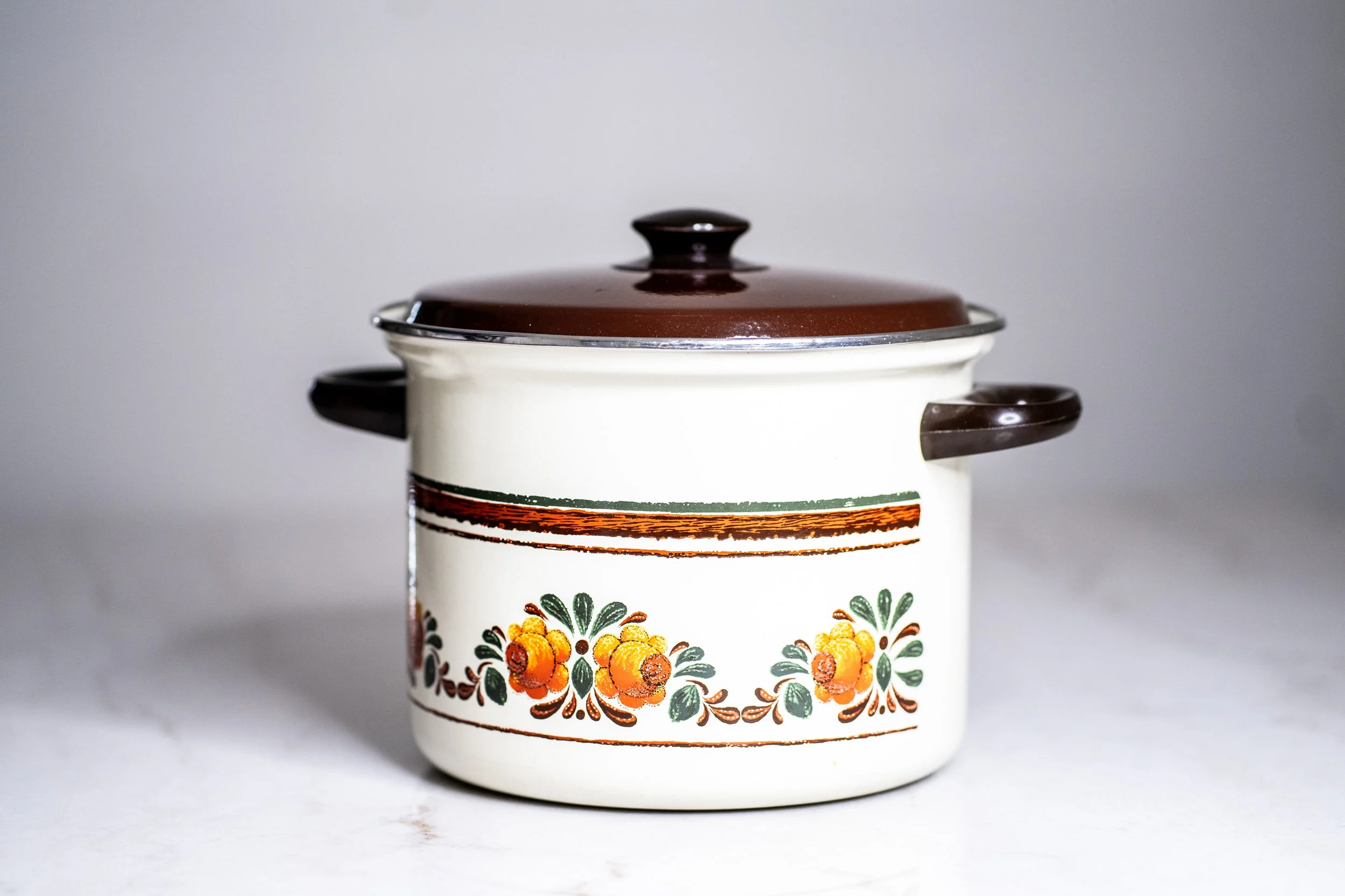 Vintage 1970s Pointerware "Florentina" Enamel Stockpot with Lid