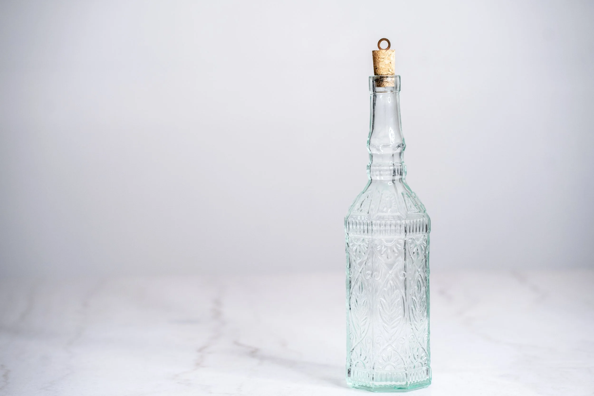 Vintage Bormioli Rocco Italy "Country Home" Fiesole Green Glass Bottle with Cork