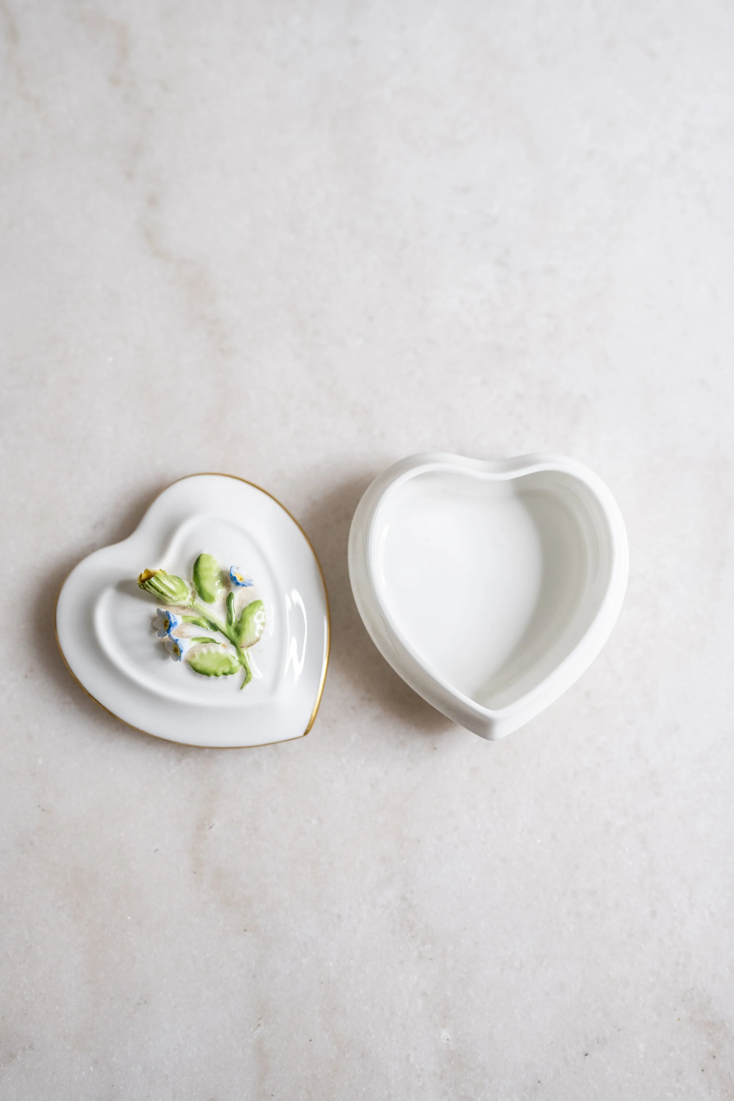 Vintage Coalport England Heart-Shaped Floral Trinket Box
