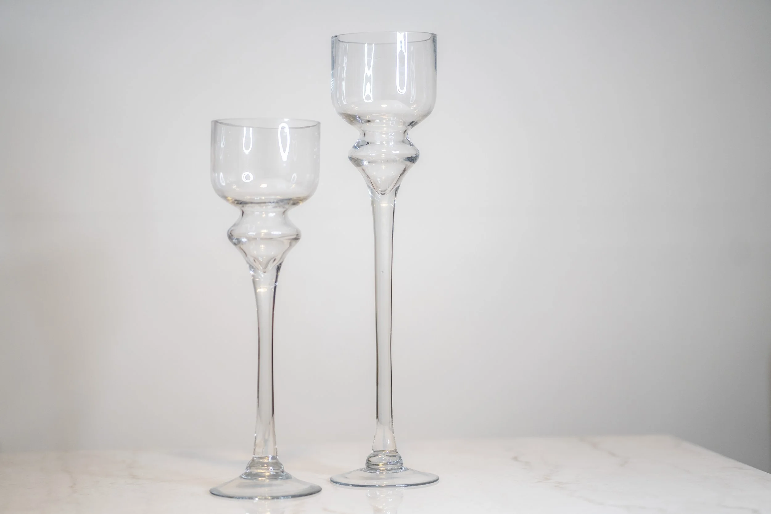 Long-Stemmed Glass Candle Holders (Set of 2)