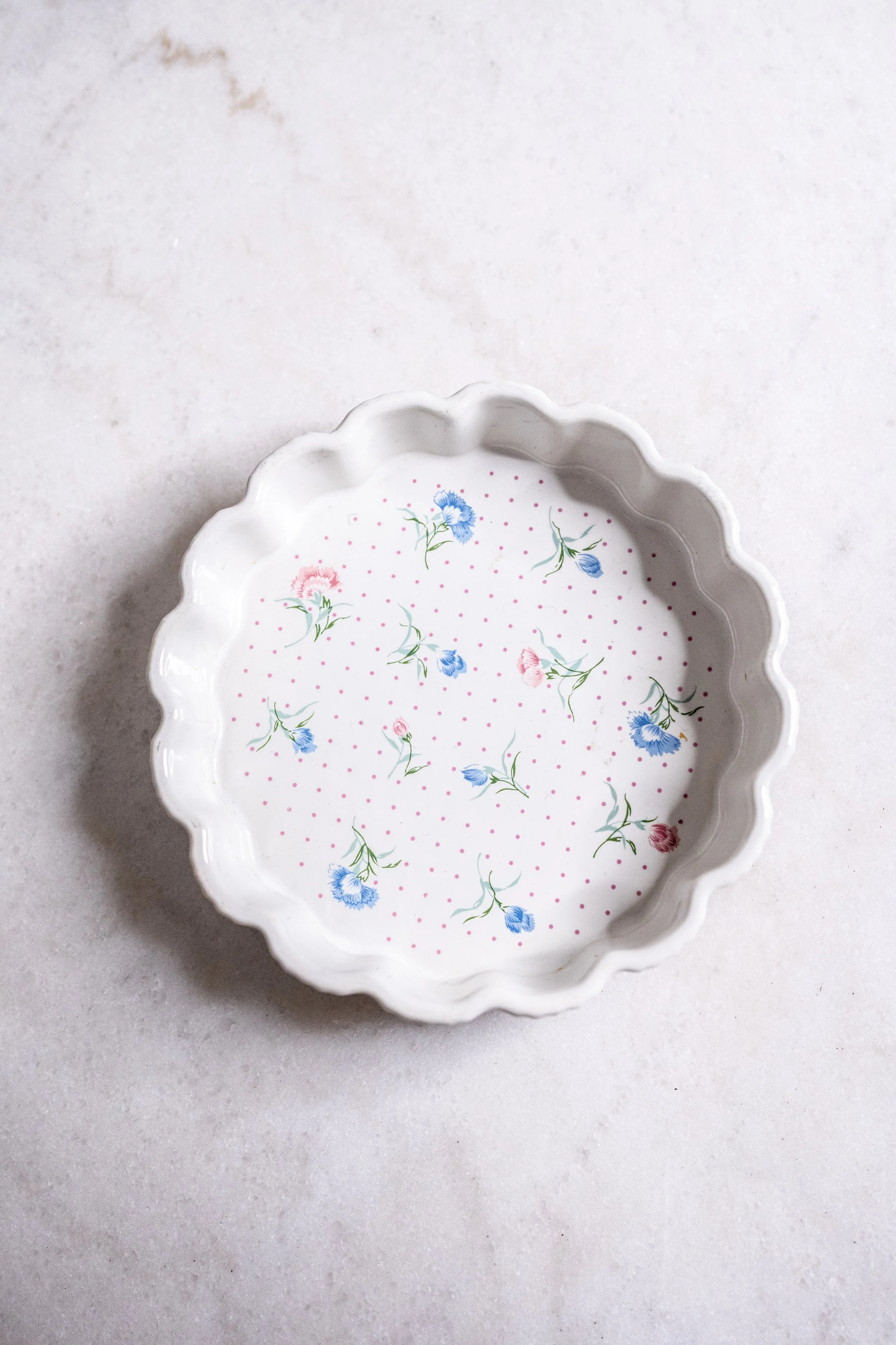 Vintage Individual Ceramic Quiche Dish | 15cm Fluted Tart Baking Pan | Made in Japan